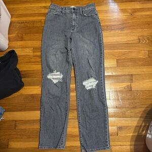 universal thread straight leg grey distressed jeans